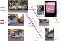 eine Fotocollage mit einer Straßenkarte in der Unterkunft Casa Beda in Bologna