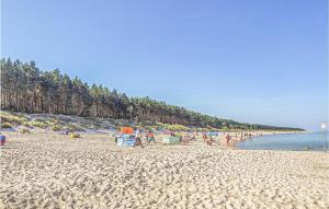 a group of people on a beach near the water at Awesome Home In Grzybowo With Wifi in Grzybowo