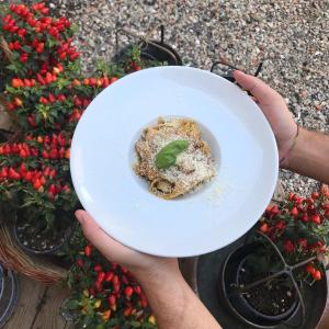 a person holding a white plate with a plant in it at Agriturismo Borgo Furma in Enna +10 photos