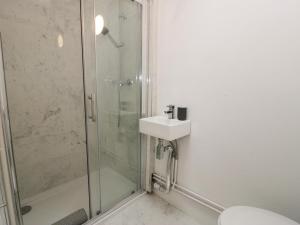 une salle de bain avec douche, lavabo et toilettes dans l'établissement Wenallt, à Porthmadog 23 autres photos