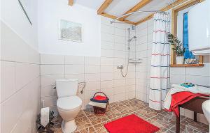 a bathroom with a toilet and a shower at Nice Home In Ustka-Przewloka With Wifi in Ustka +10 photos