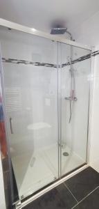 a shower with a glass door in a bathroom at App12, Mulhouse centre 4 Personnes in Mulhouse