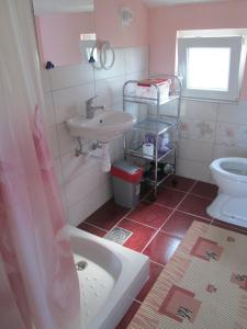 a bathroom with a sink and a toilet at Apartments by the sea Necujam, Solta - 18993 in Grohote
