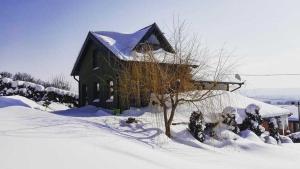 ein schneebedecktes Haus vor der Tür in der Unterkunft Family friendly house with a swimming pool Novi Marof, Medimurje - 19142 in Novi Marof