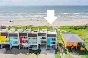 an aerial view of a house on the beach at Beachfront Retreat! 3 Steps to WALKOVER! in Surfside Beach