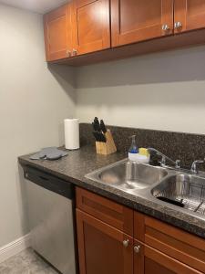 a kitchen with a sink and a counter top at Adorable Suite in Tampa. in Tampa