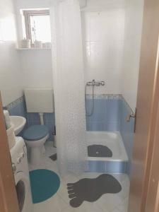 スラティネにあるApartman Rokoのバスルーム(シャワー、トイレ、バスタブ付)