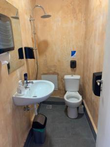 a bathroom with a sink and a toilet at Hippie City Hostel in Chania Town