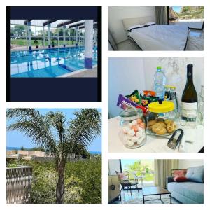 een collage van foto's van een resort met een zwembad bij lasuita-exclusive suites ceserea-luxury suite in Caesarea