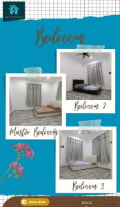 uma colagem de fotografias de um quarto e de um quarto em Alya&Afif Homestay em Papar