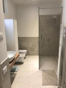ein Bad mit einer Dusche und einem WC in der Unterkunft Suite La Castellana in Torri del Benaco