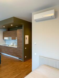 a kitchen with a sink and a counter at Park Apartments in Druskininkai