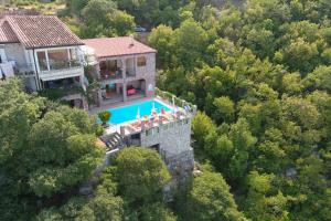 an aerial view of a house with a swimming pool at Apartments Villa Čučuk in Budva