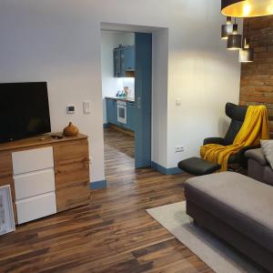 A television and/or entertainment centre at Jégmadár Apartman