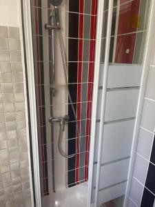 La salle de bains est pourvue d'une douche avec une porte en verre. dans l'établissement Trendy 2 Rooms Paris 13, à Paris