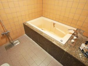 a bath tub in a bathroom with a toilet at フラミンゴ　大人専用 in Yoshioka