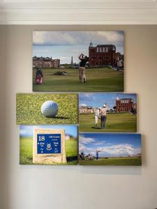 een collage van foto's van mensen die golf spelen bij The Fort Hotel in Dundee