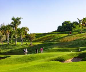 un grupo de personas de pie en un campo de golf verde en Nueva Andalucia Magna Marbella Golf, en Marbella