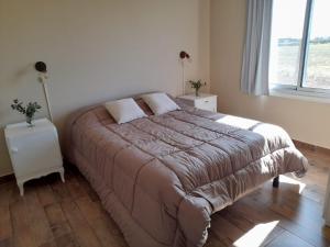 a bedroom with a large bed and a window at La Narcisa in Pehuajo