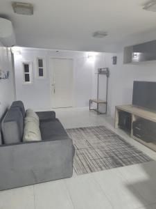Una sala de estar con un sofá y un televisor. en Casa do Bosque 87, en Gramado