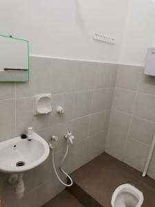 ein Bad mit einem Waschbecken und einem WC in der Unterkunft Mahren Homestay - Homestay Merlimau Serkam Melaka 