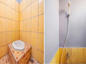 two pictures of a bathroom with a toilet at SPOT ON 91392 Pondok Basari in Bandung