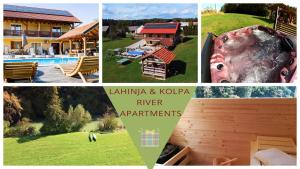 a collage of pictures of a house andyards at Lahinja & Kolpa river apartments in Metlika