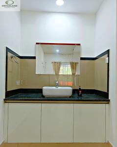 a bathroom with a sink and a mirror at Oryzaland Holiday Villa in Munnar