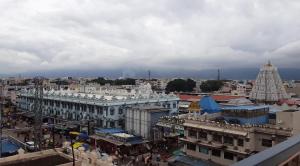 a view of a city with a christmas tree at Surya Grand Tiruchanoor Tirupati in Tirupati