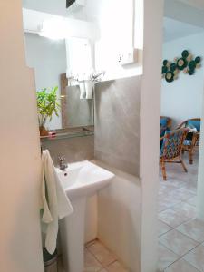 a bathroom with a sink and a mirror at Camelia 2 Flic en Flac Mauritius in Flic-en-Flac
