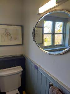 a bathroom with a mirror and a toilet at High Ground Cottage, Eskdale in Eskdale