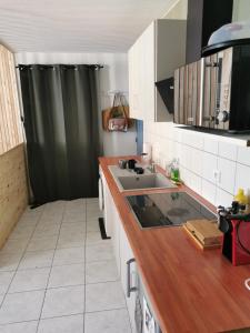 cocina con fregadero y encimera en studio cosy plein coeur de ville en Gap