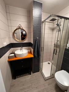 Kúpeľňa v ubytovaní Przyjemny apartament nad zalewem