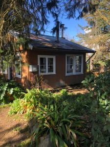 una piccola casa con un camino sul tetto di Black Range Erin Cottage, Tumbarumba a Tumbarumba