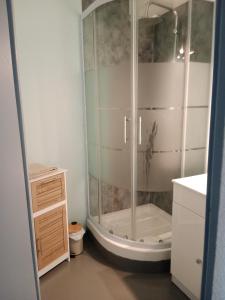 y baño con ducha acristalada. en DIGNE LES BAINS, en Digne-les-Bains