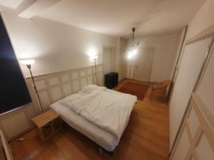 una camera da letto con un letto bianco in una stanza di Sonnegg Guest Rooms Inh M Bisegger a Zurigo
