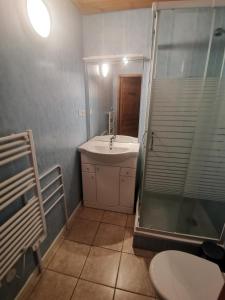 La salle de bains est pourvue d'un lavabo et d'une douche. dans l'établissement Boost Your Immo Réallon Joubelle Joub10-3, à Réallon