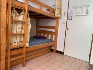 嘉義市にある拉瓦宅 輕旅店 - Lawa Houseの二段ベッドが備わるドミトリールームのベッド1台分です。