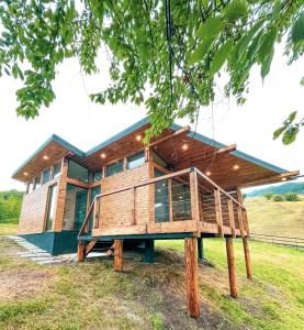een huis met een groot terras ervoor bij Utopia by NorAtlas Heritage - Adults Only in Buzau