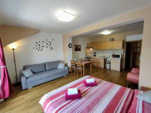 a living room with a couch and a table at Bohemica Apartments in Děčín