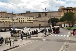 a rendering of a city street with a bus w obiekcie Leone Vatican House w Rzymie