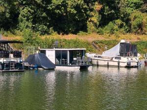 a couple of boats docked in a body of water at Moselcube in Traben-Trarbach