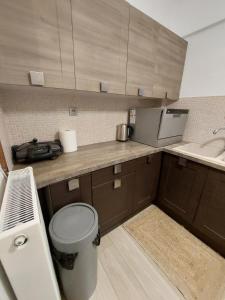 eine kleine Küche mit einem WC und einem Waschbecken in der Unterkunft Blue Flag Glyfada Center in Athen