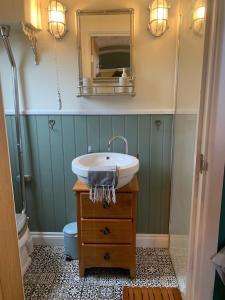 Kúpeľňa v ubytovaní Shepherds Hut with Scandinavian Hot Tub and hydromassager
