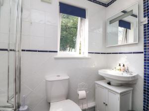 Un baño con un inodoro blanco y un lavabo. en Little Westwards, en Penzance 21 fotos más