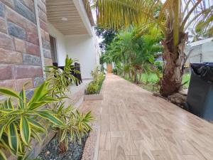 a walkway in a house with trees and plants at Aparta Suite Villa Roko in San Andrés