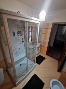 ein Bad mit einer Dusche und einem WC in der Unterkunft Azzurra’s House Pantelleria in Pantelleria