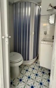 y baño con aseo y ducha. en Villa Striano Capri, en Capri