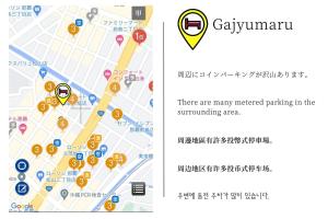 a map of a city with a map of parking spots at Naha Gajumaru Apartment Hotel 301 in Naha