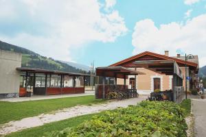 a building with bikes parked in front of it at Aurturist Dobbiaco Roulette in Dobbiaco